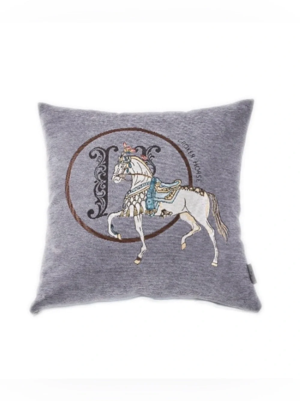 Croker Horse Chenille Jacquard Pillow Covers SQUARE 18x18” (2-pack) GRAY